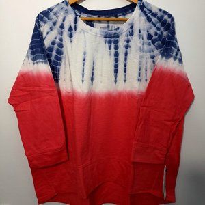 Brand NEW Sonoma Tie Dye Crewneck Sweatshirt Red White Blue Dip Dye Bomb Pop